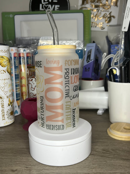 Mom| 16oz Glass Tumbler