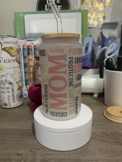 Mom| 16oz Glass Tumbler